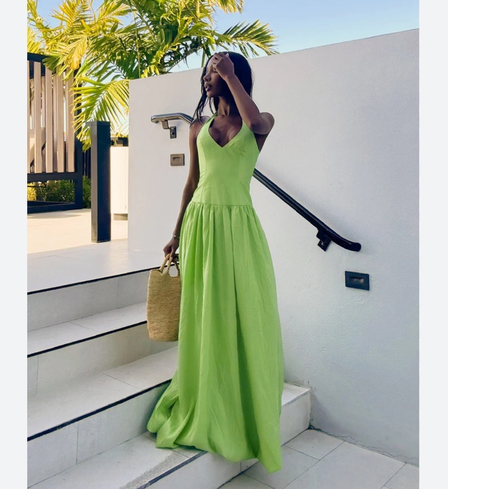 Show Me Your MuMu Lime Green Halter Maxi Dress - Picture 6 of 14